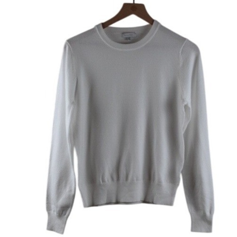 Qualfort Mens White Long Sleeve Crewneck Knit Pullover Sweater Size M